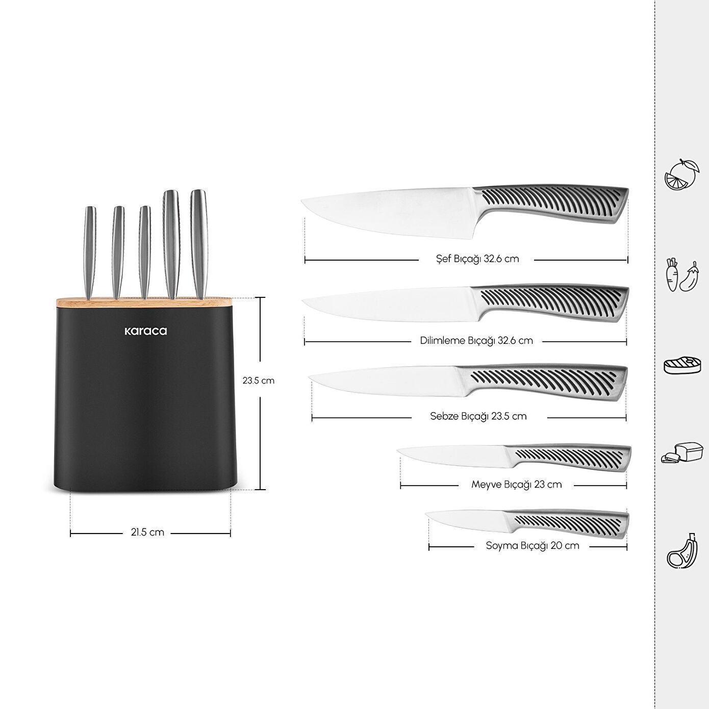 Karaca Samurai Solid Japanese Steel 6 Piece Knife Set