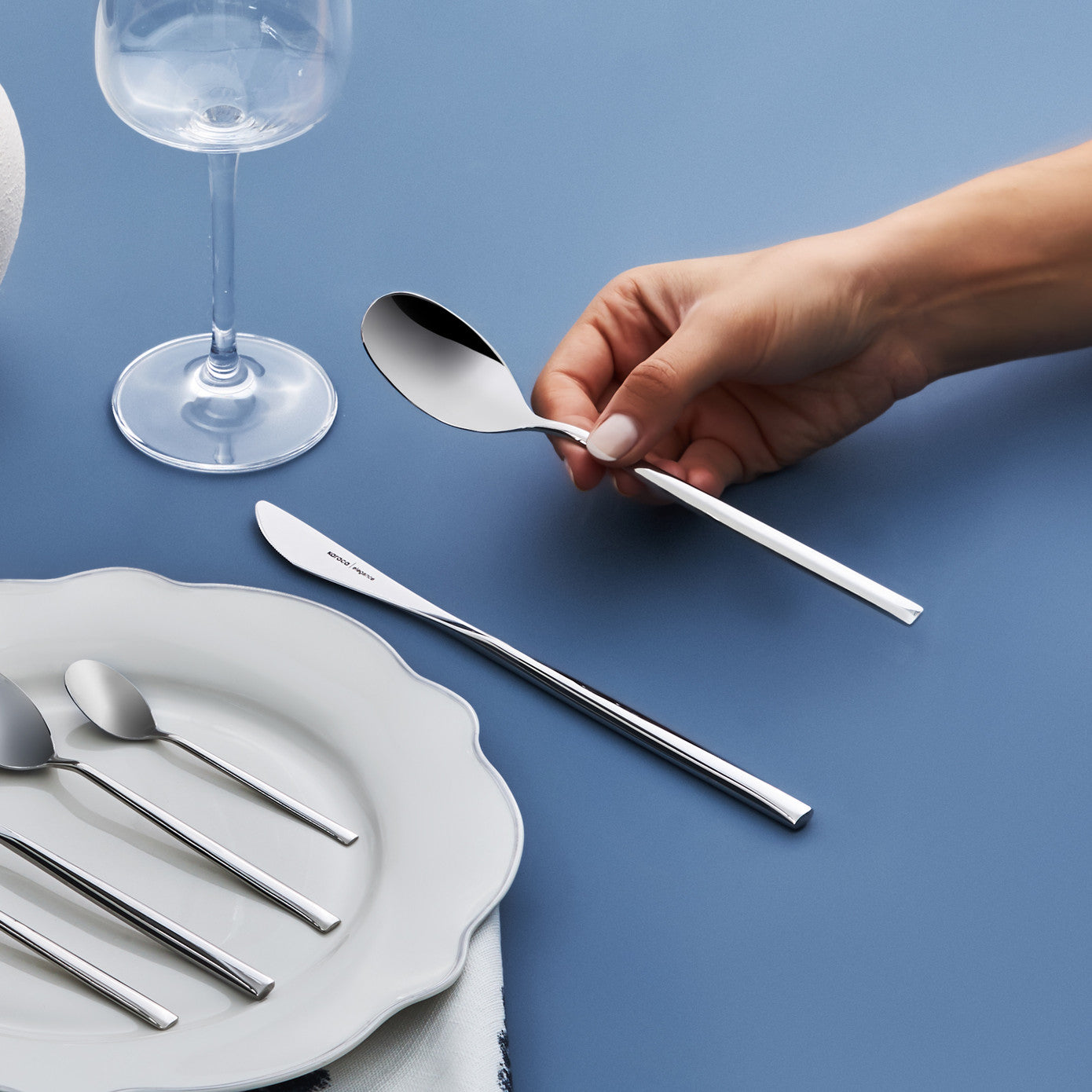 Karaca Elegance New Liza Platinum 12 Person 84 Piece Cutlery Set