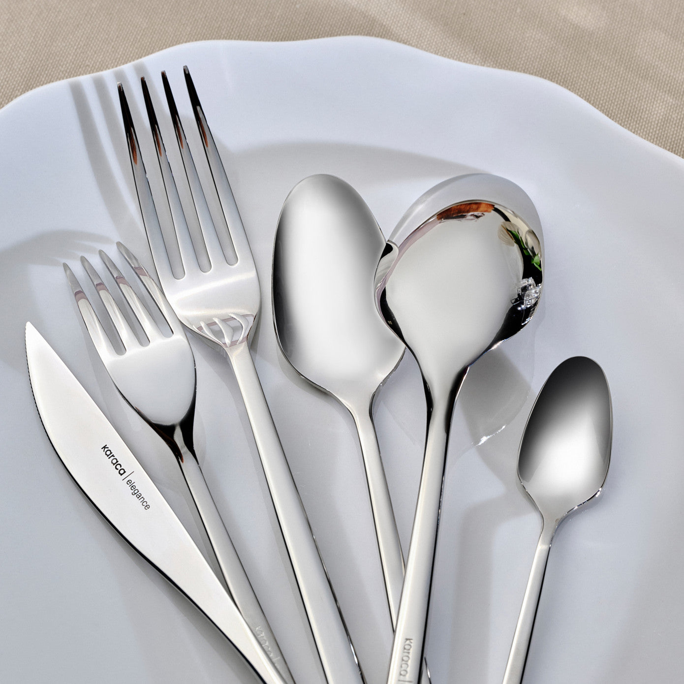 Karaca Elegance New Everest Platinum 12 Person 84 Piece Cutlery Set for 12 People