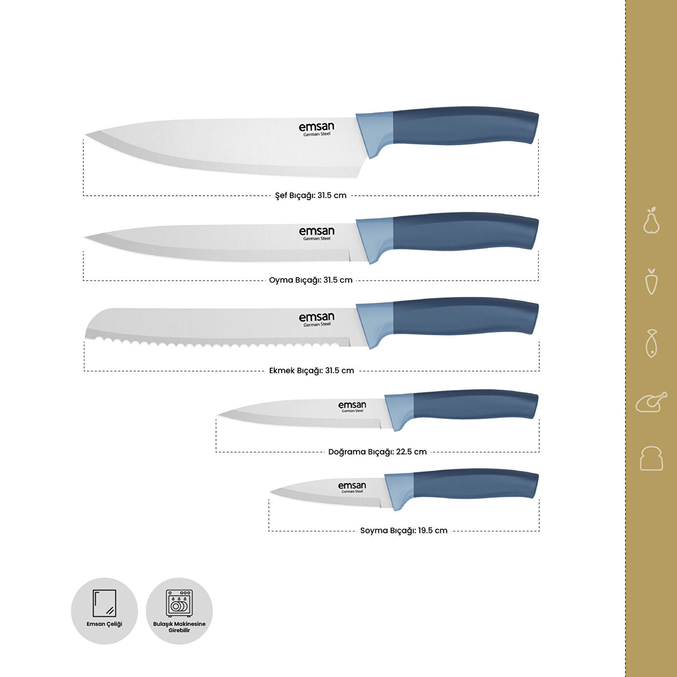 Emsan Royal German Steel Knife Set