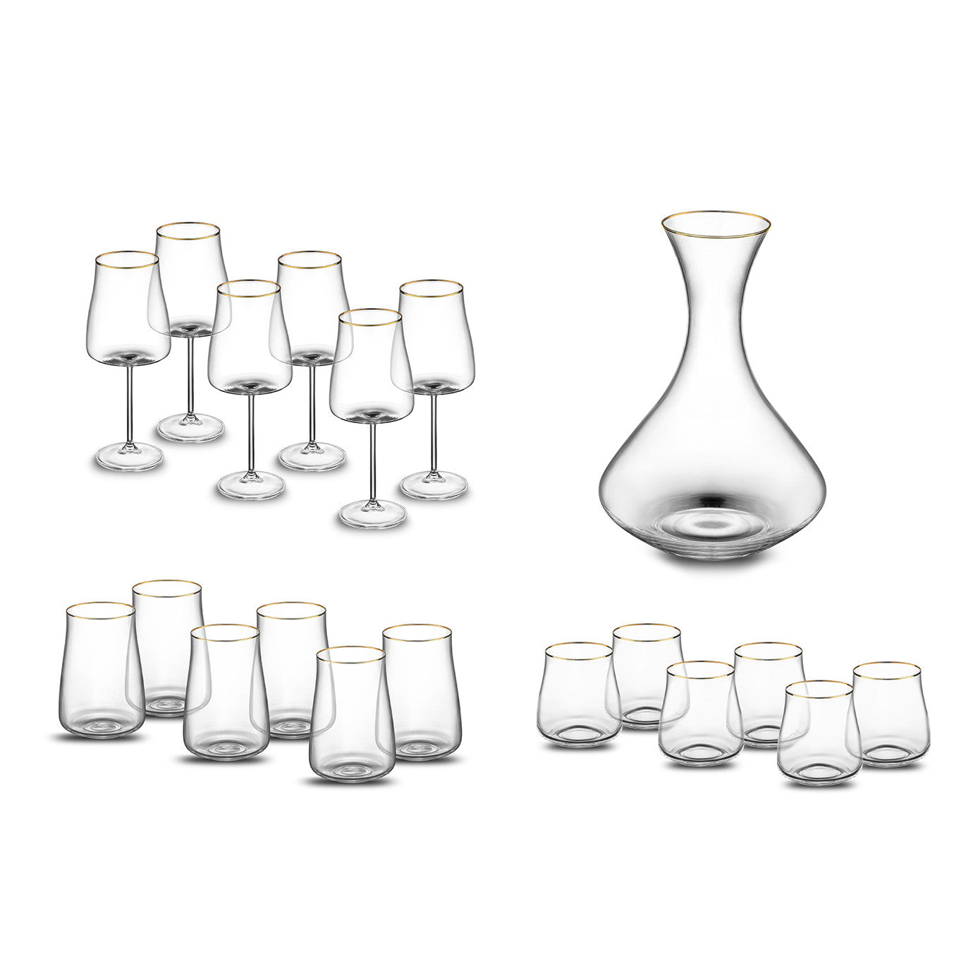 Emsan Brillante 19 Piece Glass Set Gold
