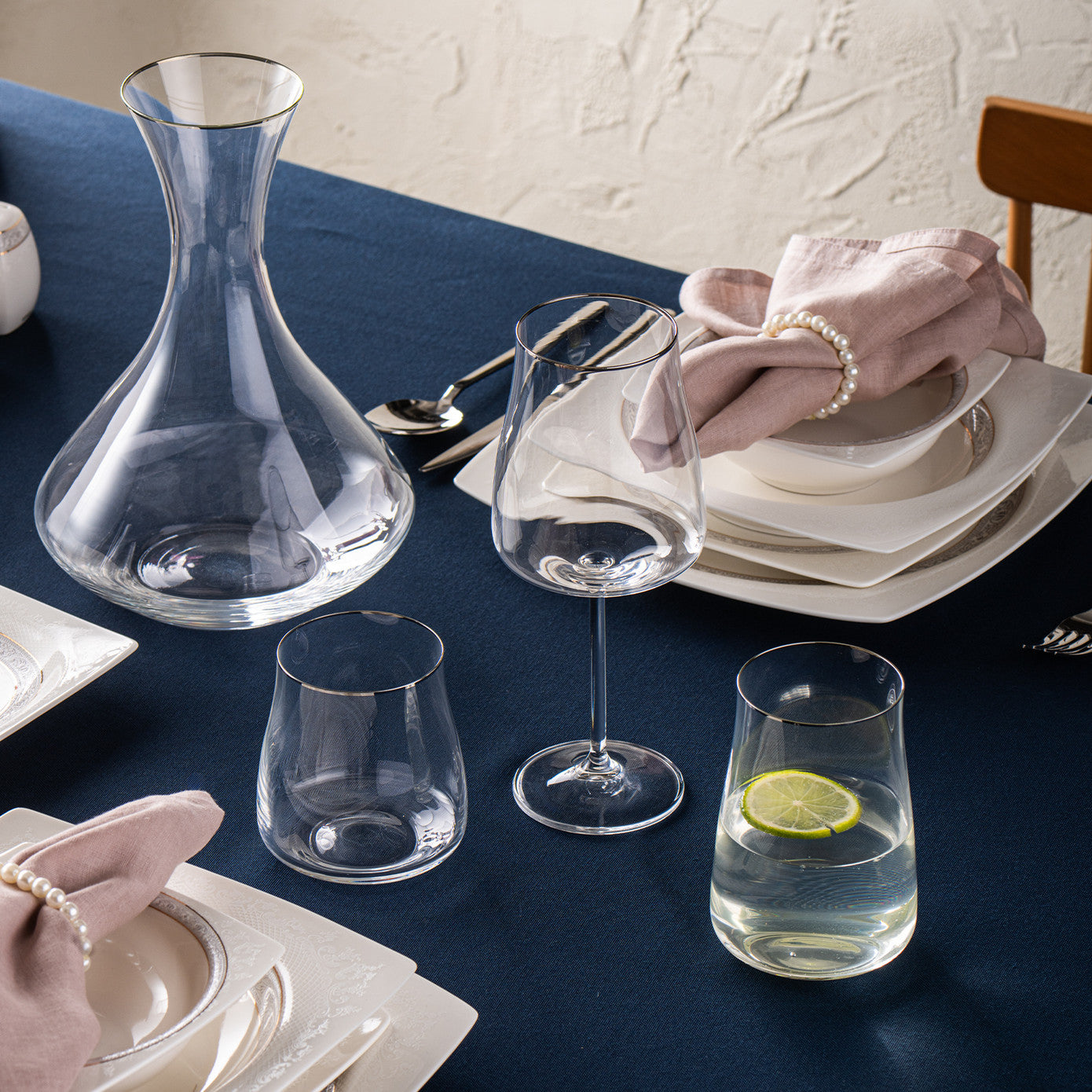 Emsan Brillante 19 Piece Glass Set Platinum