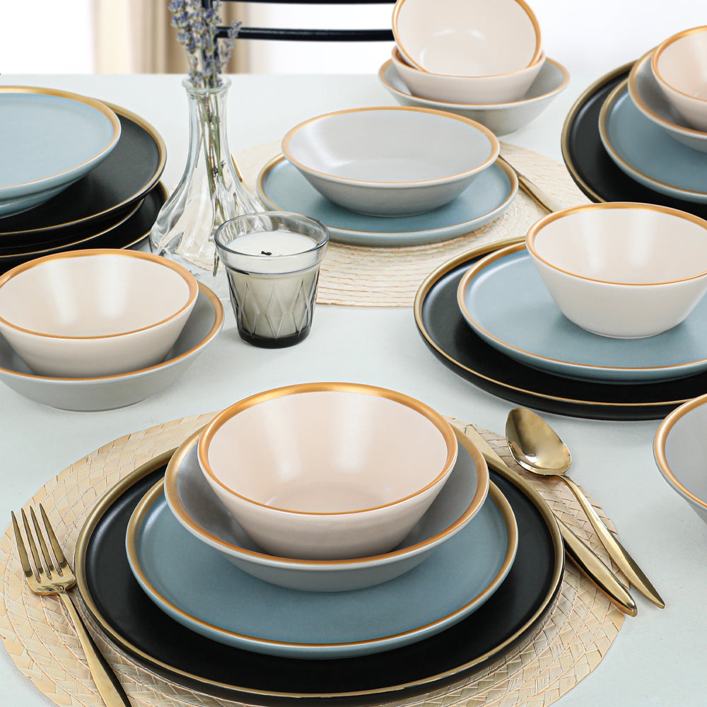 Sapphire Gray Dinner Set for 6 Persons 24 Pieces