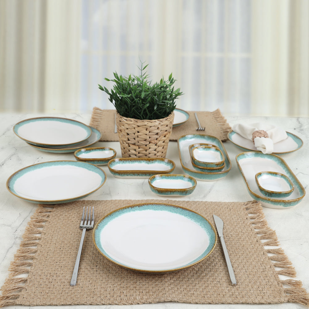 Turquoise Wave Breakfast Set 14 Pieces for 6 People