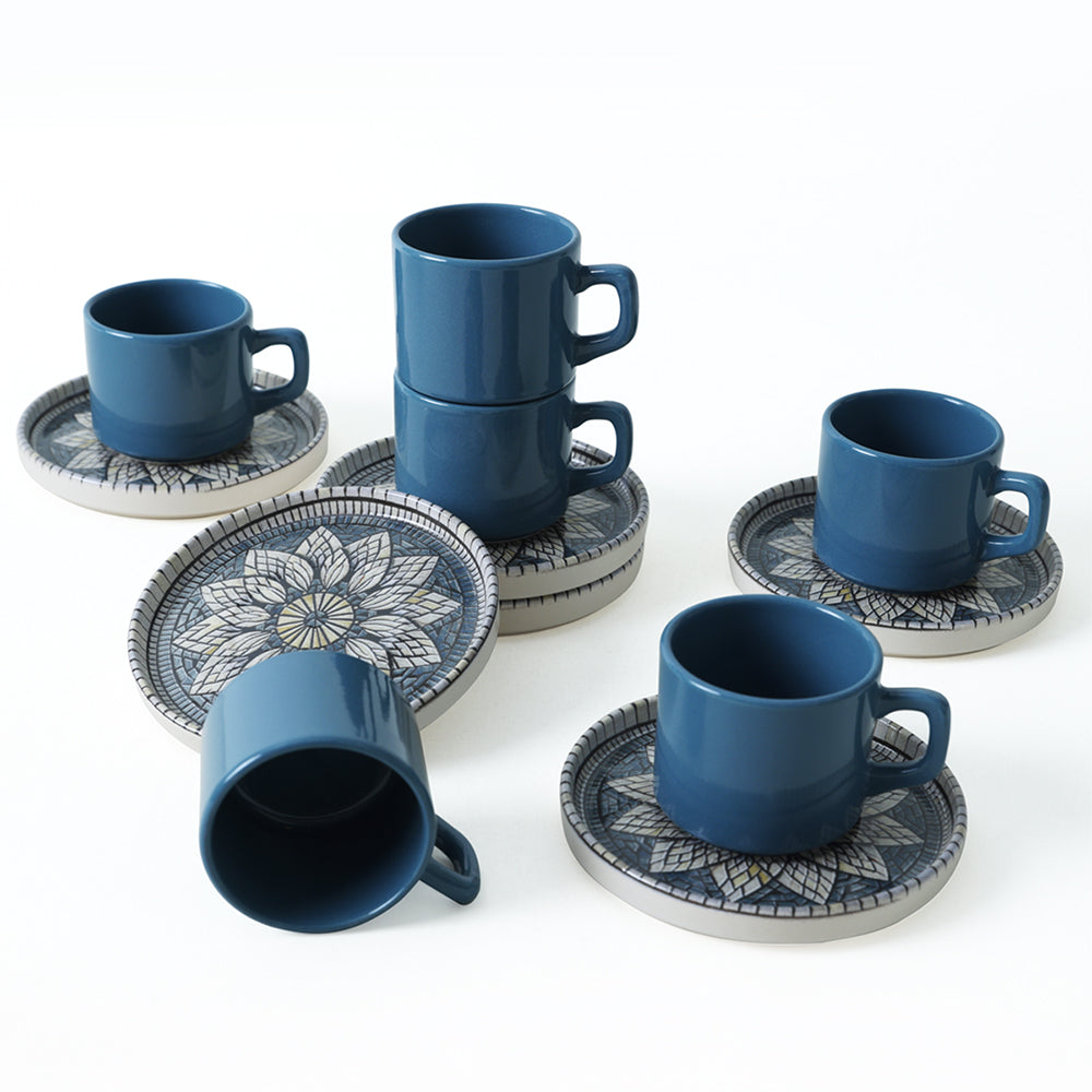 Mosaic Marvels Stackable Tea Set 12 Pieces for 6 People