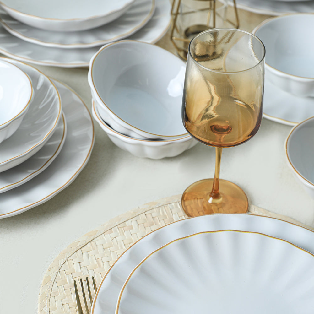 White Gold File Sirius Dinner Set 24 Pieces for 6 People
