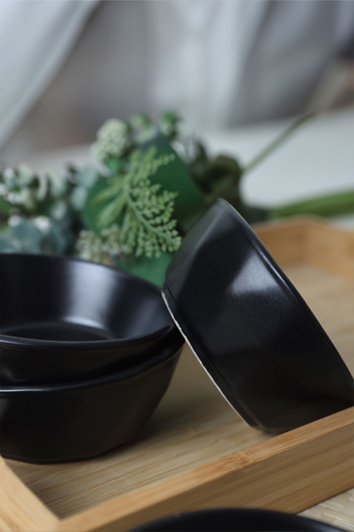 Matte Black Crystal Snack Bowl 12 cm 6 Pieces