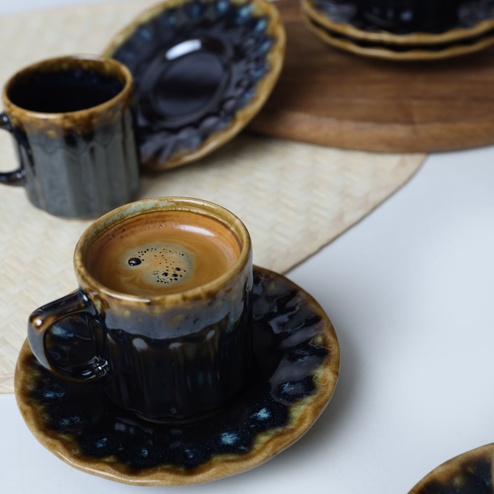 Shizen Black Sirius Coffee Set 12 Pieces 6 Person