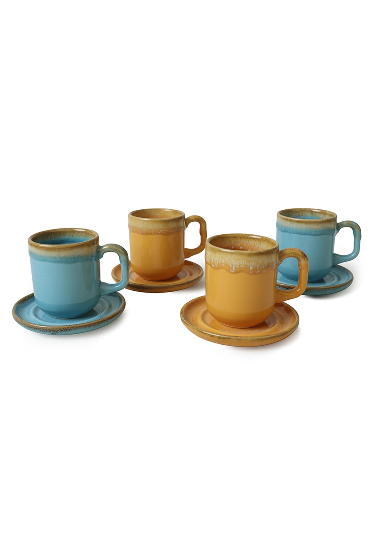 Shizen Yellow/Turquoise Formart Coffee Set 8 Pieces for 4 People