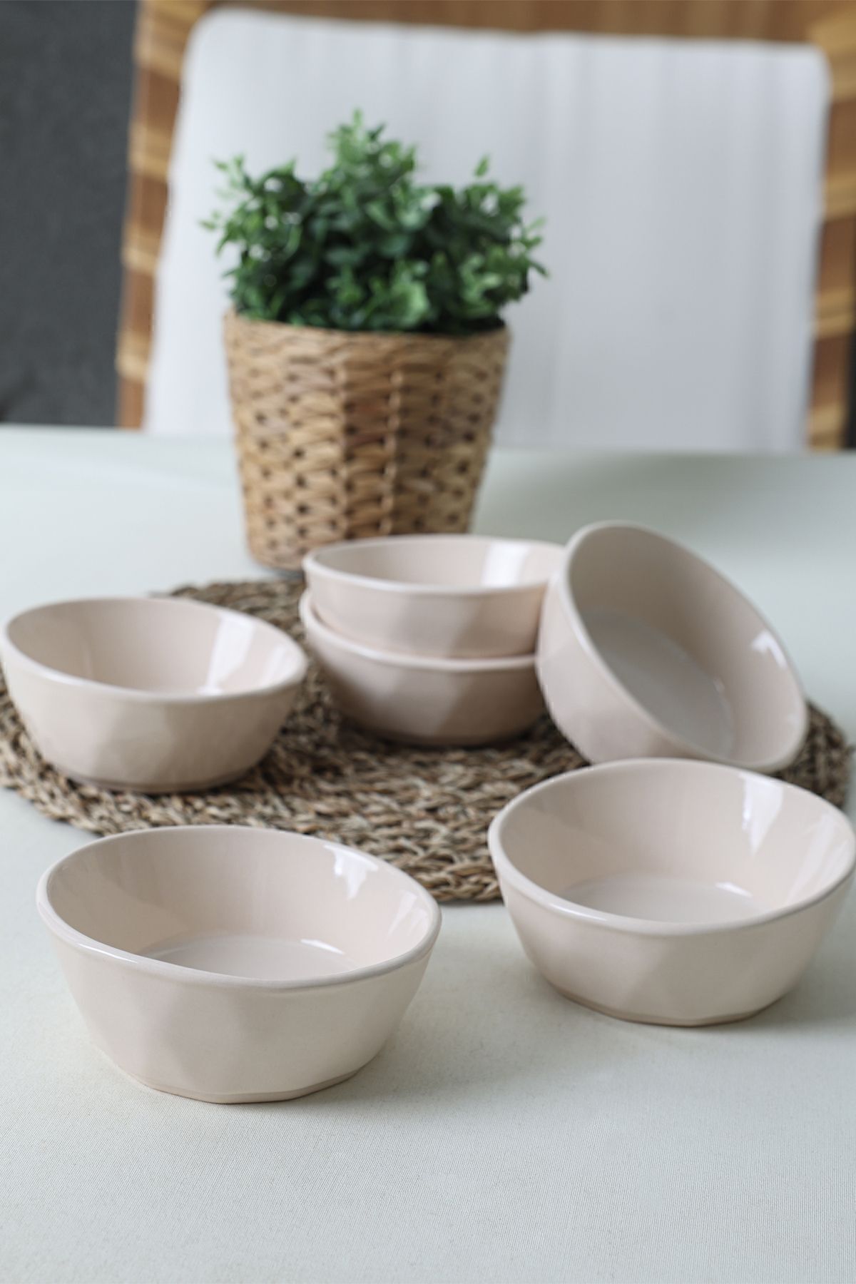 Cream Crystal Snack Bowl 12 cm 6 Pieces