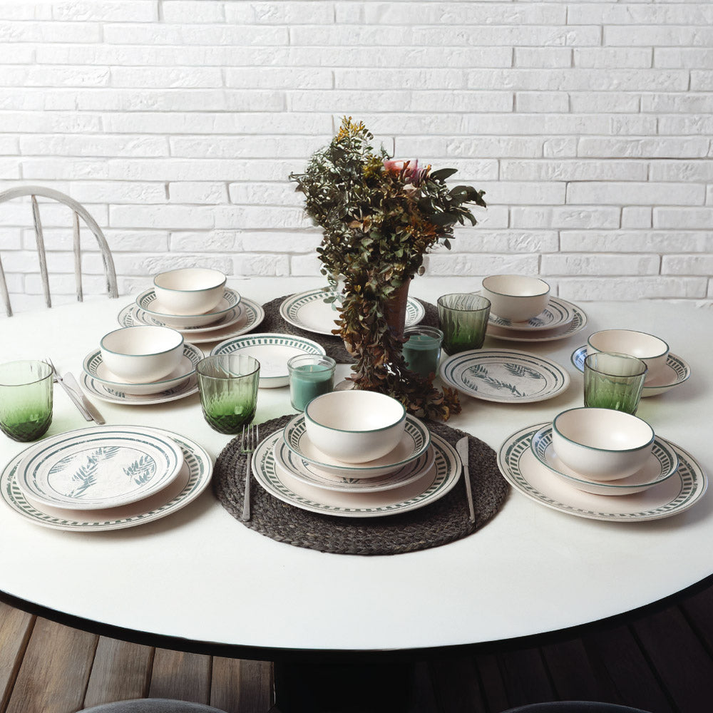 Green Leaf Dinner Set 24 Pieces 6 Person