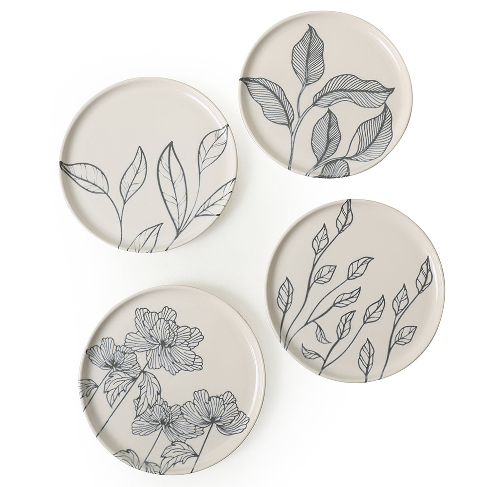 Leaf Traces Nordic Cake Plate 22 Cm 4 Pieces