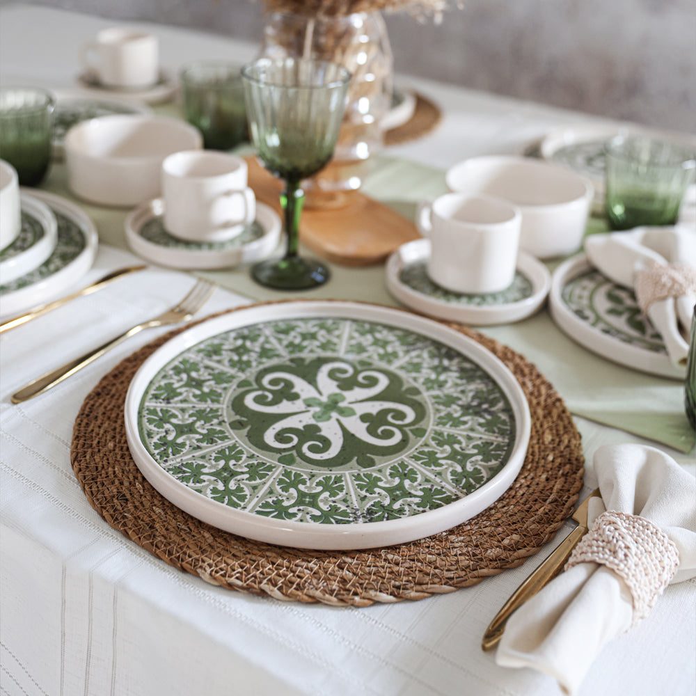 Timeless Green Stackable Dinner/Breakfast Set 20 Pieces for 4 People