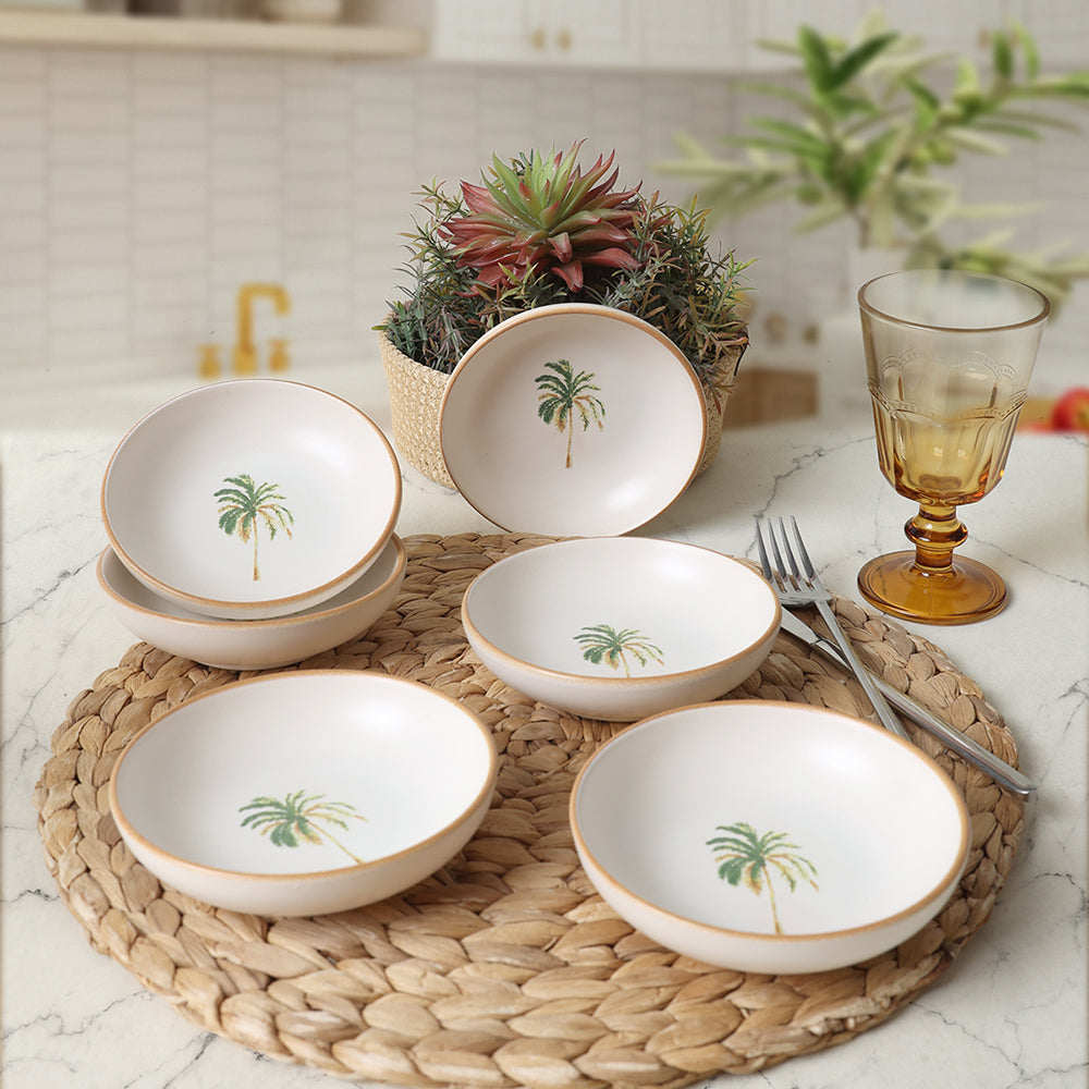 Bronze Palm Tree Snack Bowls 13 Cm 6 Pieces