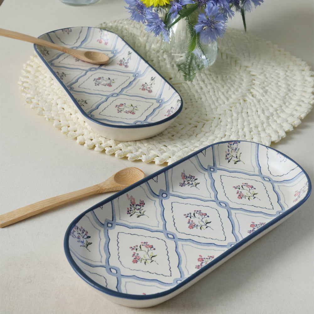 Floral Waves Noyan Boat Plate 26 Cm 2 Pieces