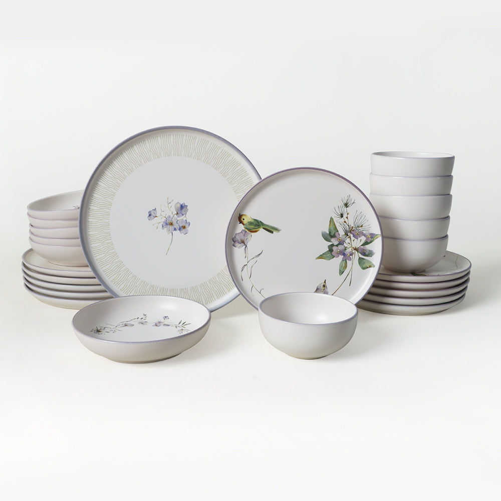 Purple Bloom Nordic Dinner Set 24 Pieces for 6 People