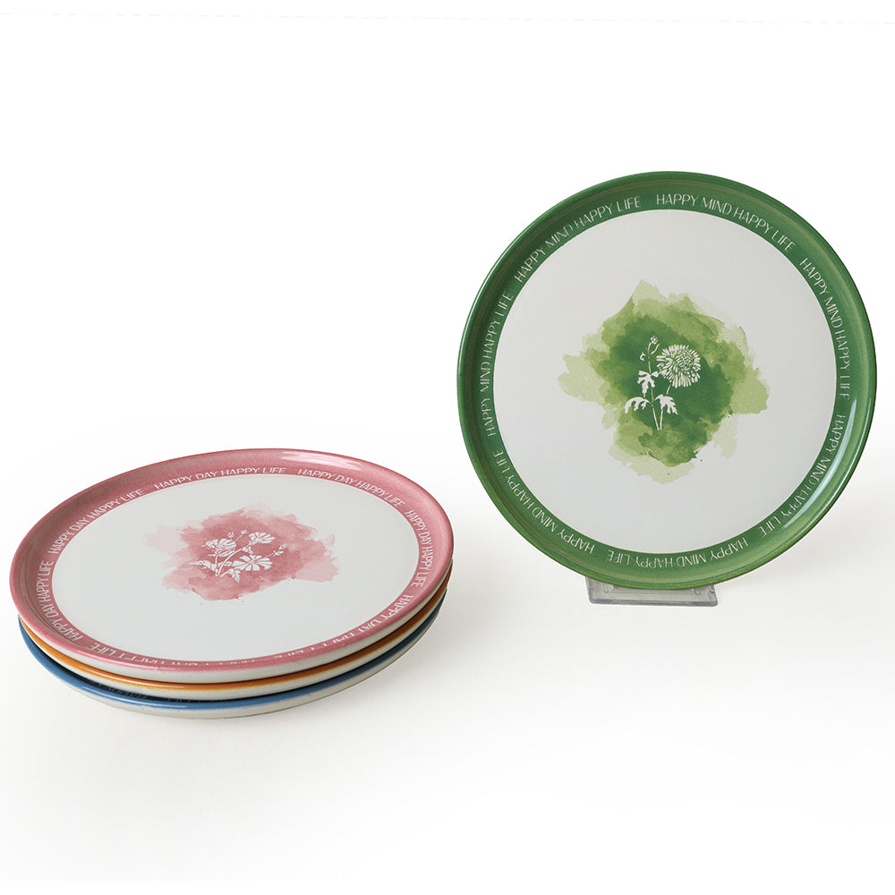 Flowers Motto Nordic Cake Plate 22 Cm 4 Pieces