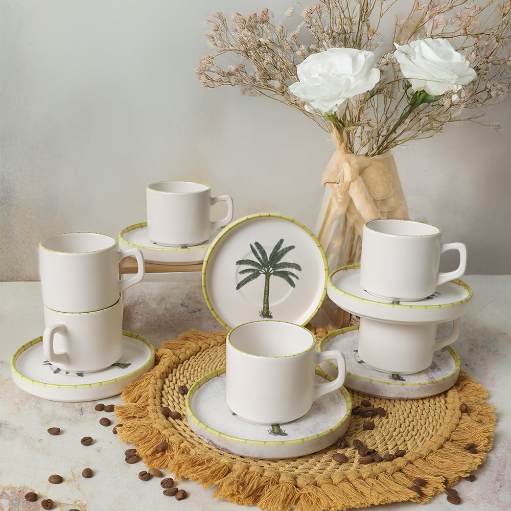 Palmiye Stackable Tea Set 12 Pieces for 6 People