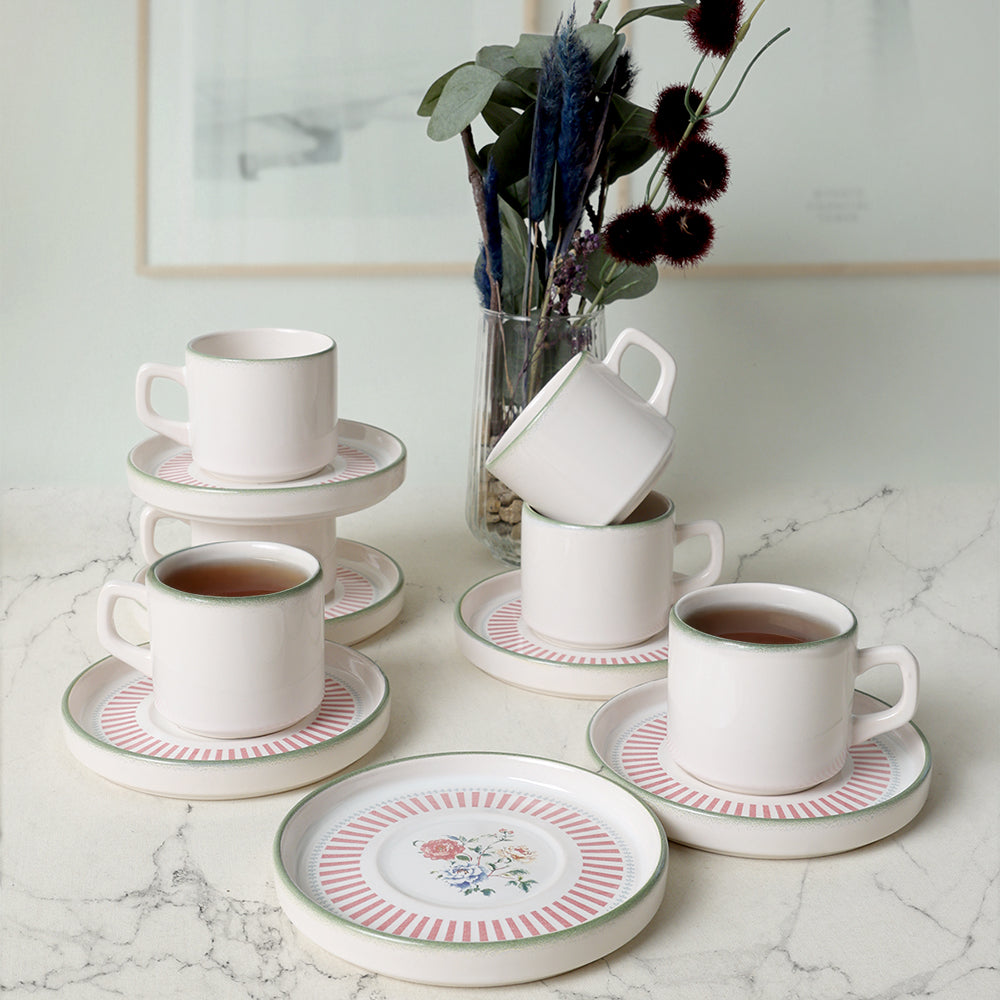Rose Line Stackable Tea 6 Person Set
