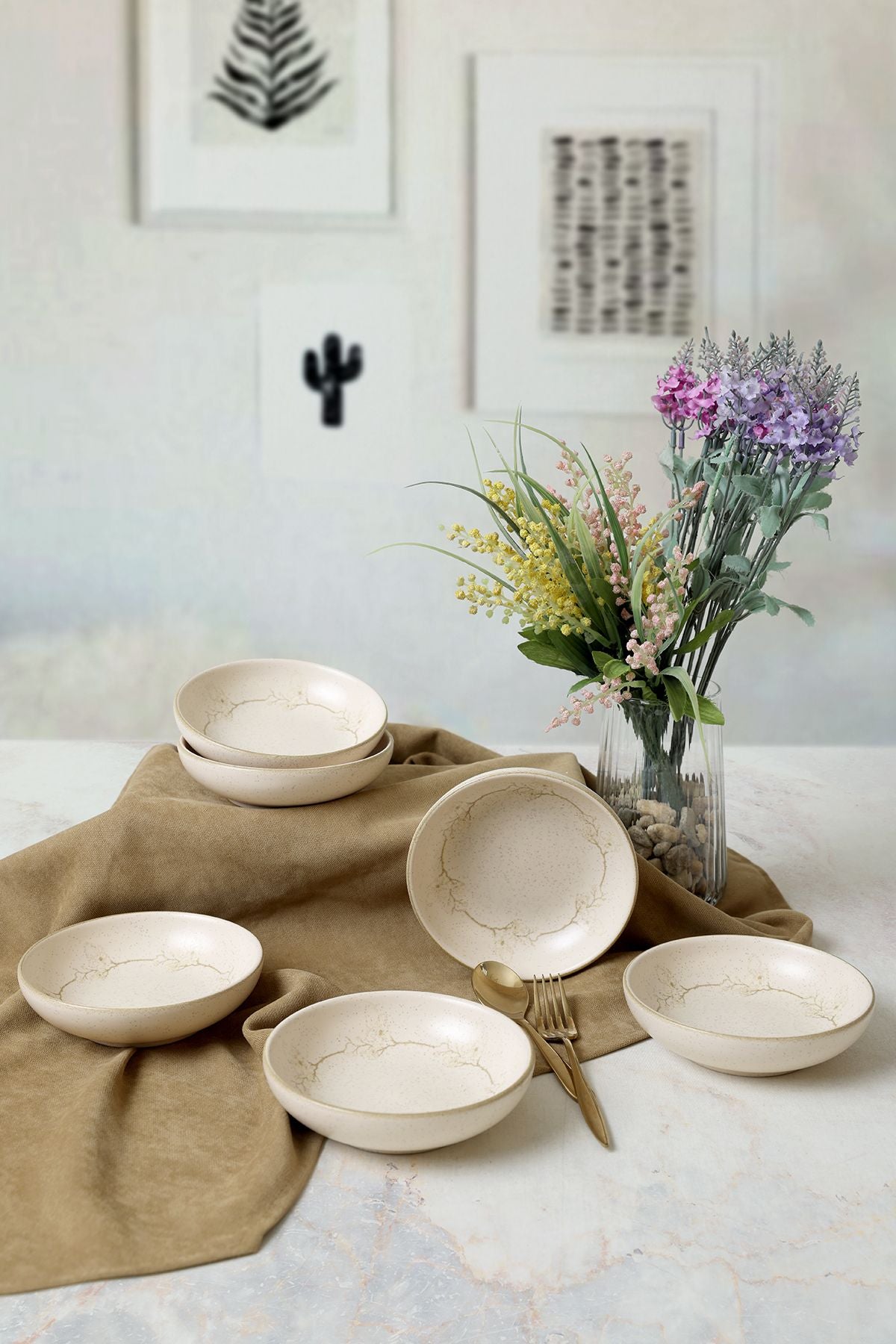 Taupe Bloom Ring Snack Bowls 13 Cm 6 Pieces