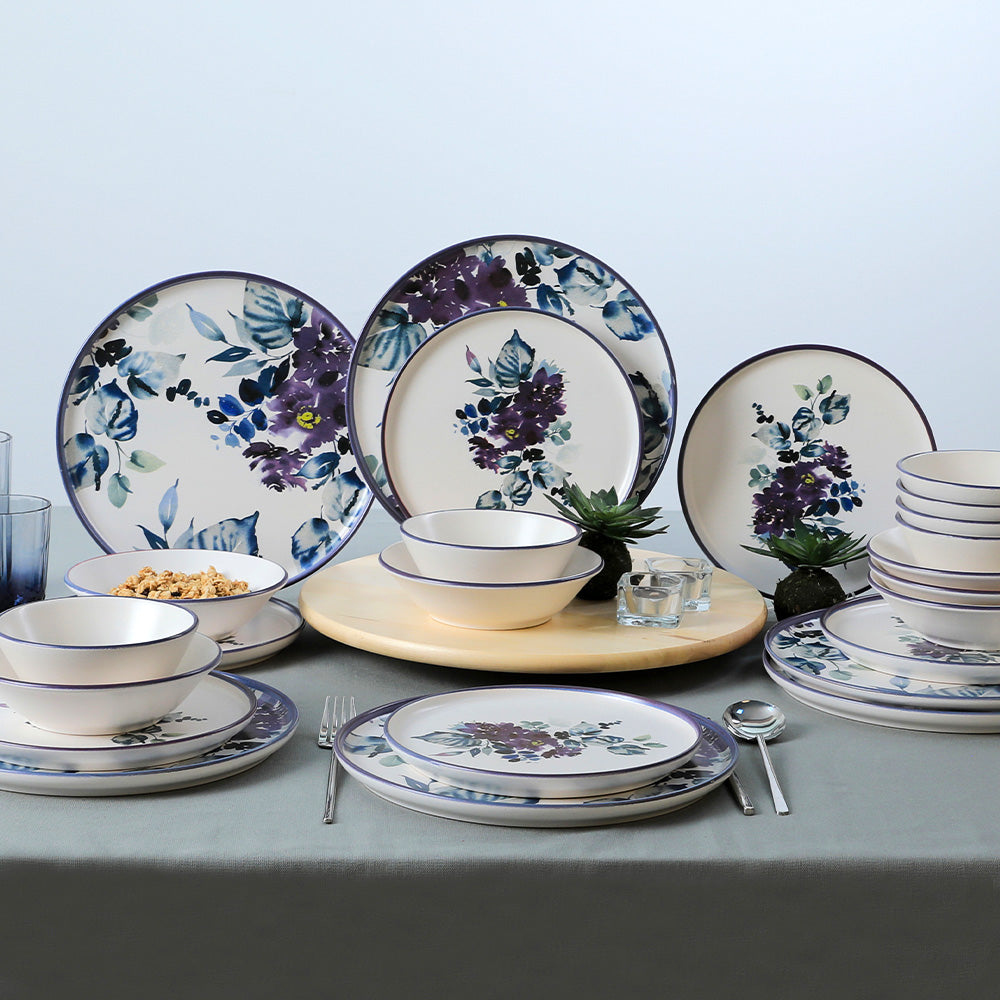 Purple Flower Dinner Set 24 Pieces for 6 People