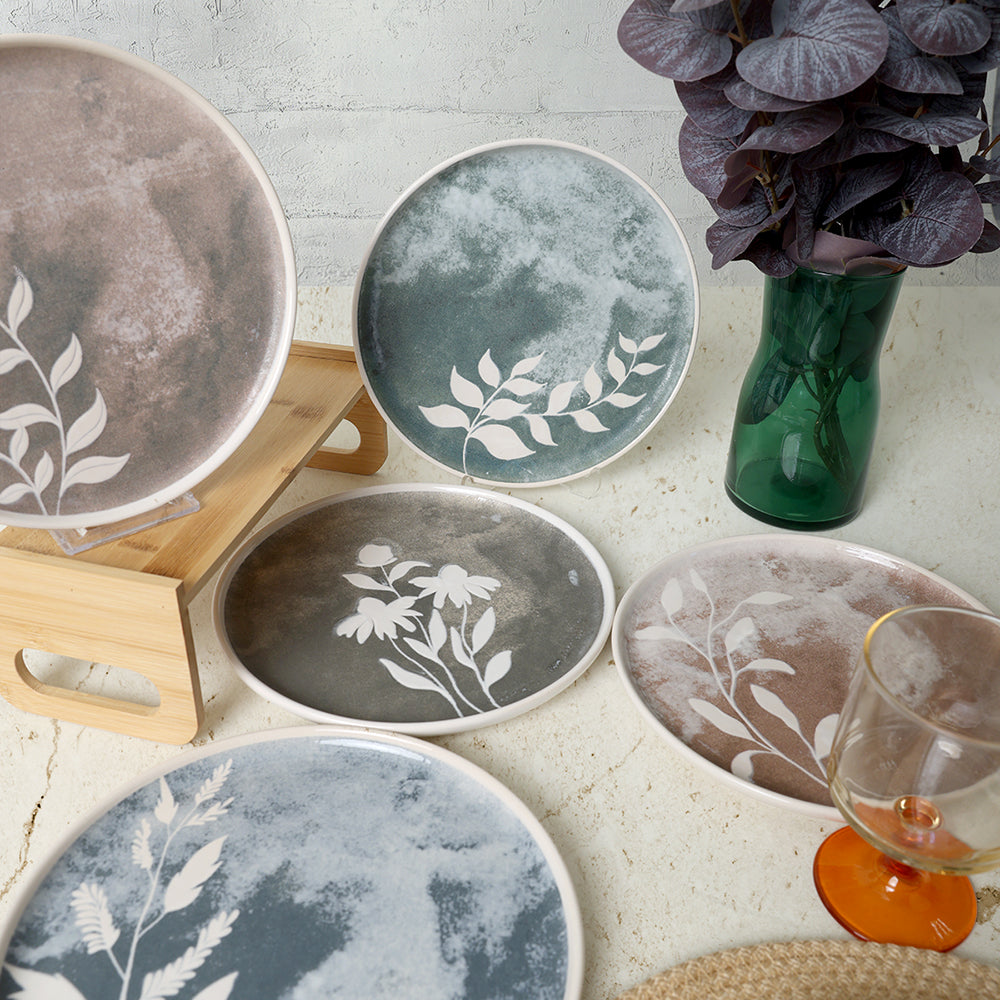 Deep Flowers Nordic Cake Plate 22 Cm 6 Pieces