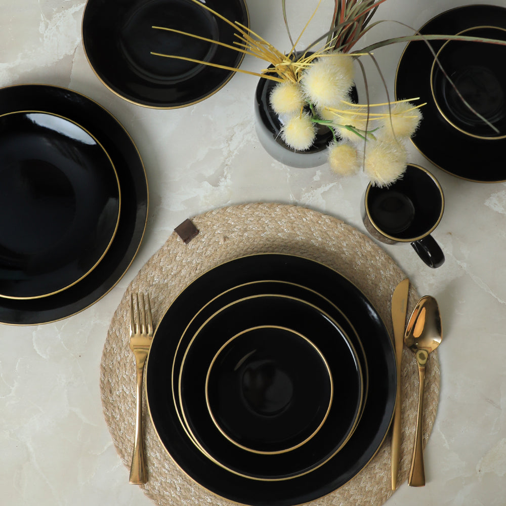 Aegean Black Gold Dinner/Breakfast Set 30 Pieces for 6 People