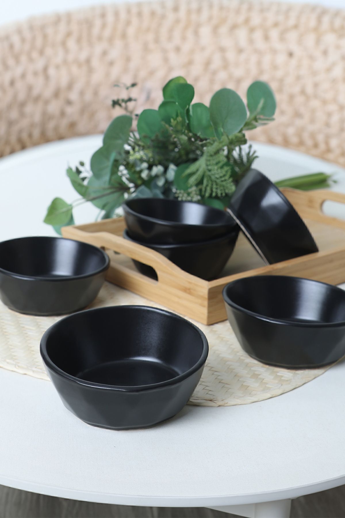 Matte Black Crystal Snack Bowl 12 cm 6 Pieces