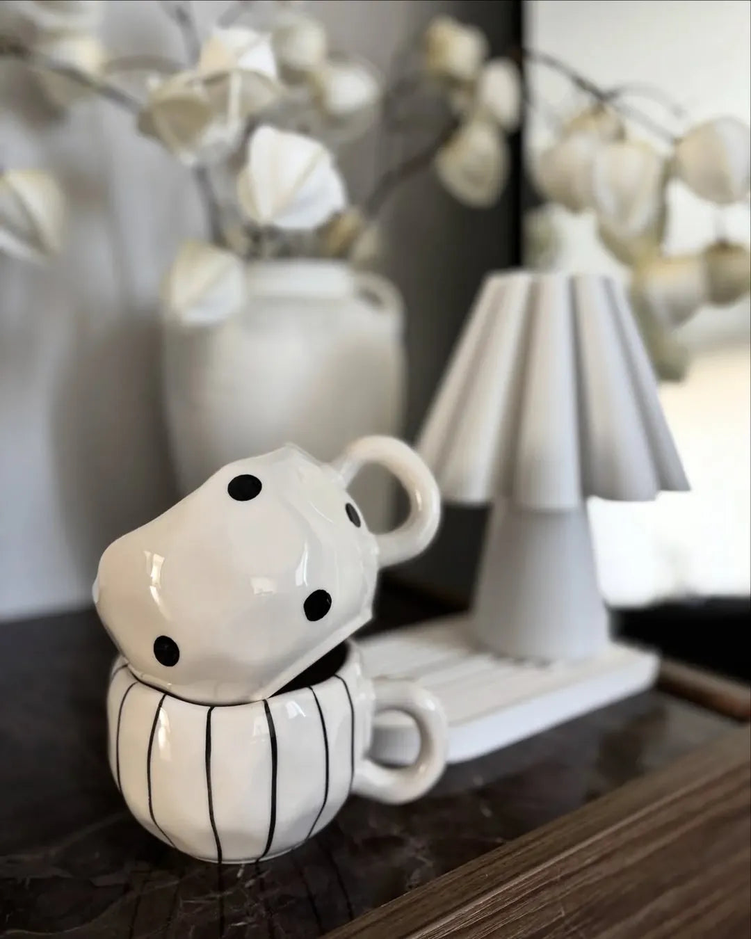 Handmade Ceramic Striped Mug / Cup