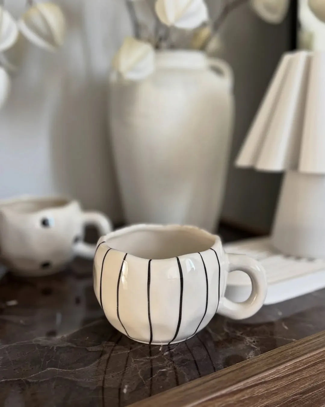 Handmade Ceramic Striped Mug / Cup