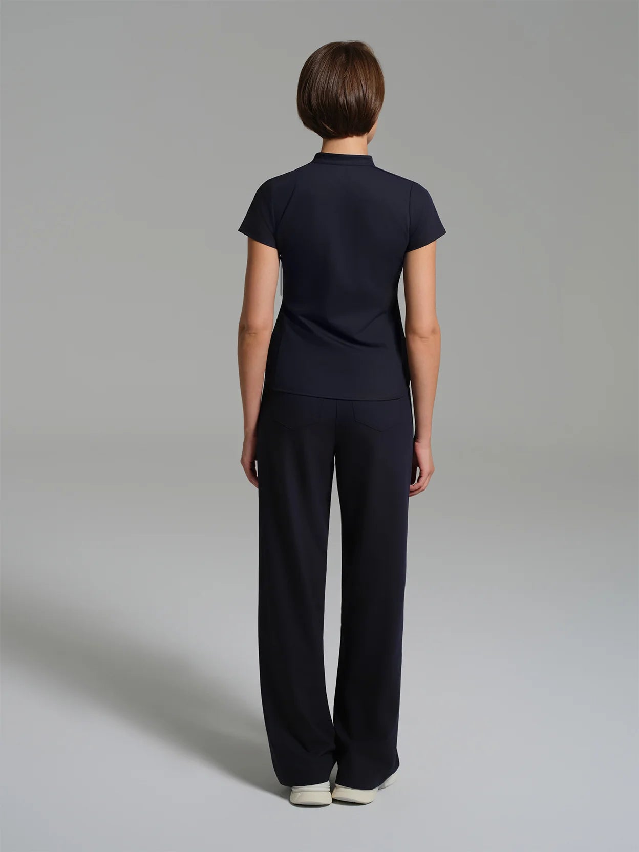 Cosa Atria® Women's Mandarin Collar Top - Navy Blue
