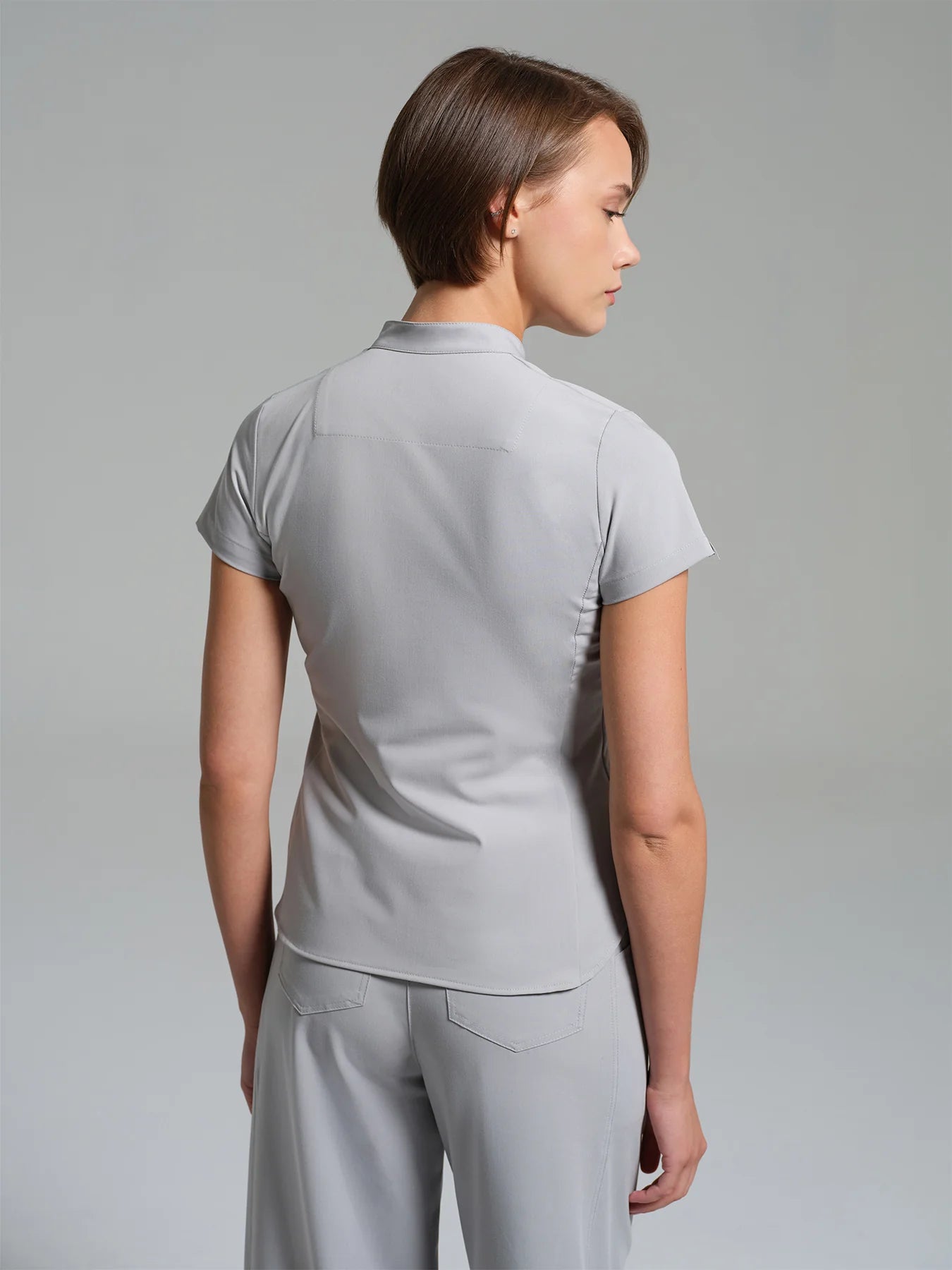 Cosa Atria® Women's Mandarin Collar Top - Light Gray
