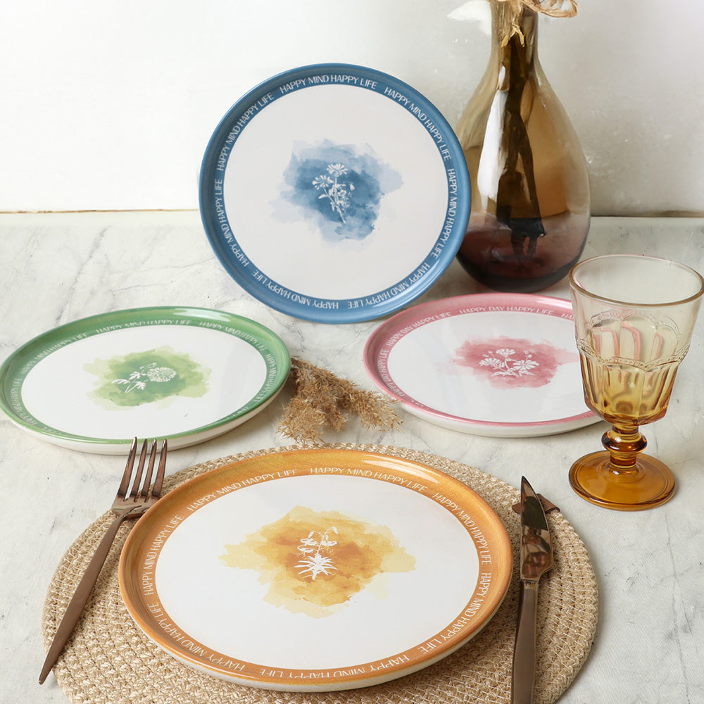 Flowers Motto Nordic Cake Plate 22 Cm 4 Pieces