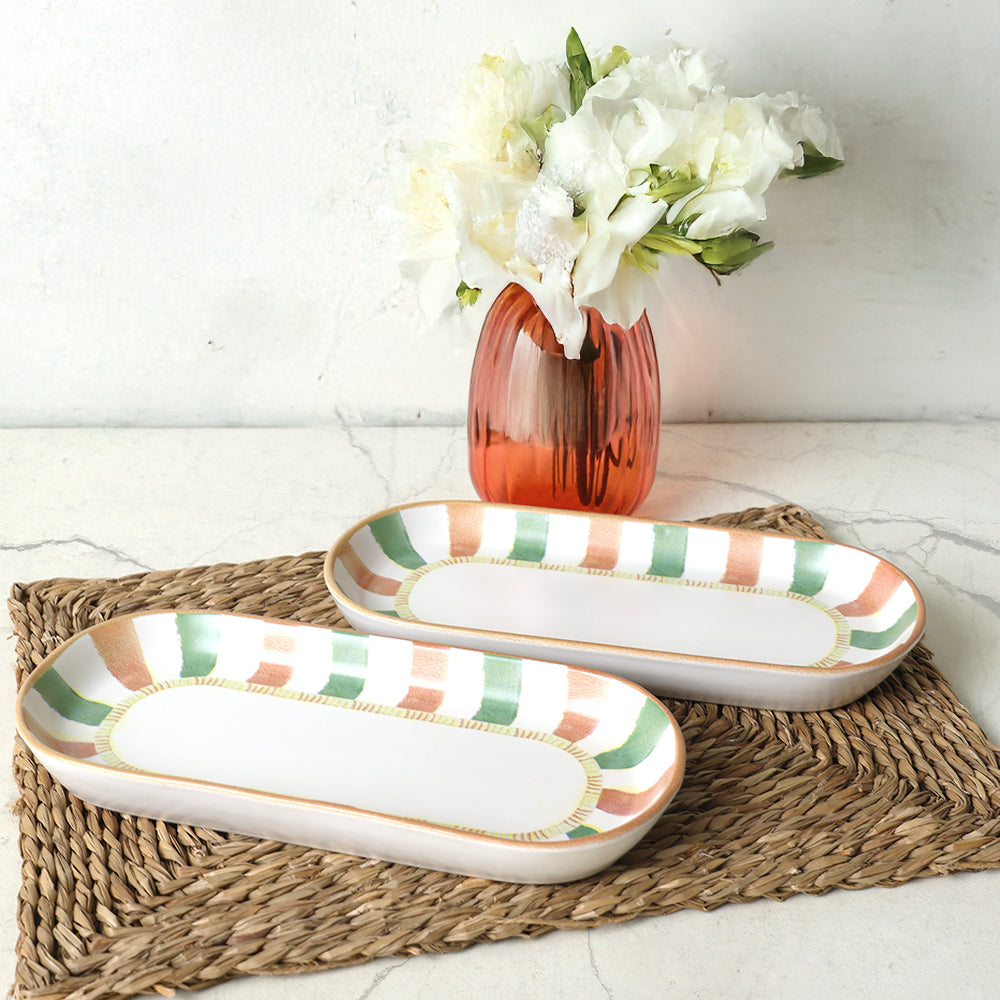 Bronze Palmiye Noyan Boat Plate 26 Cm 2 Pieces