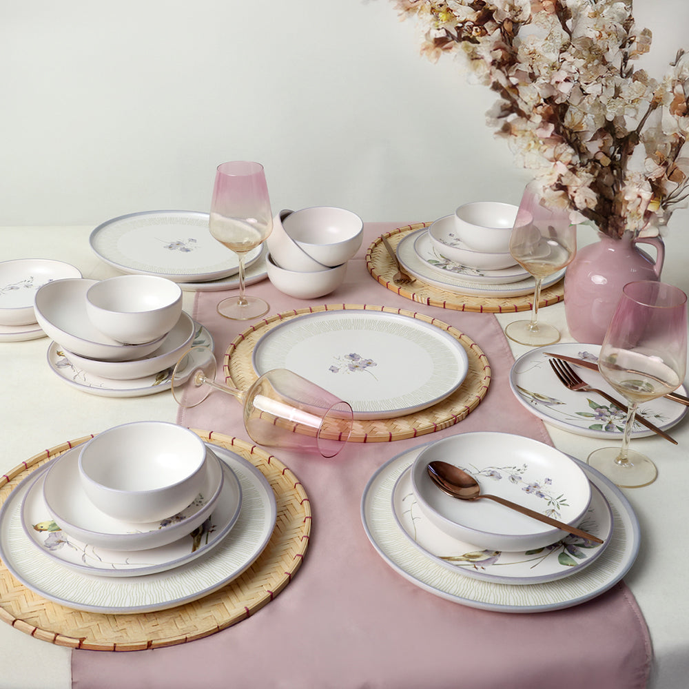 Purple Bloom Nordic Dinner Set 24 Pieces for 6 People