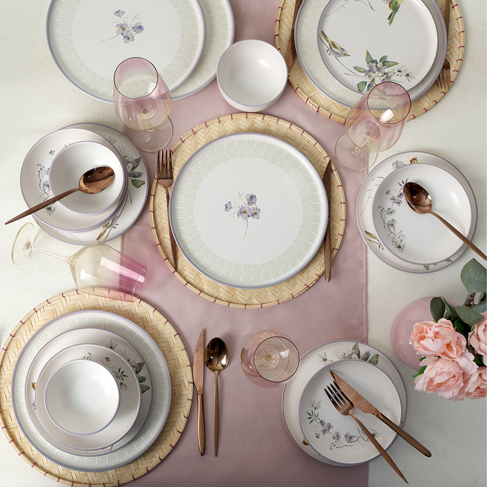 Purple Bloom Nordic Dinner Set 24 Pieces for 6 People