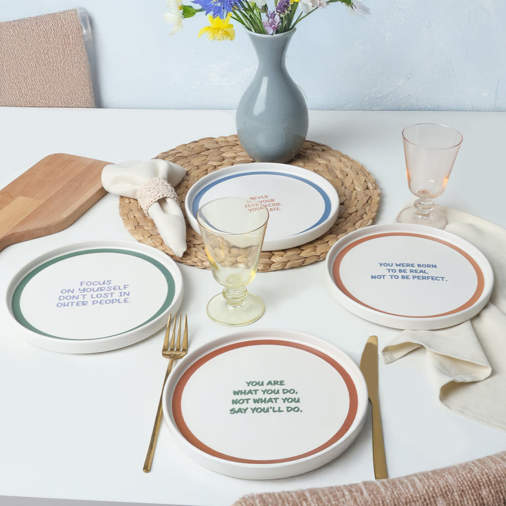 Motto Line Stackable Cake Plate 21 Cm 4 Pieces
