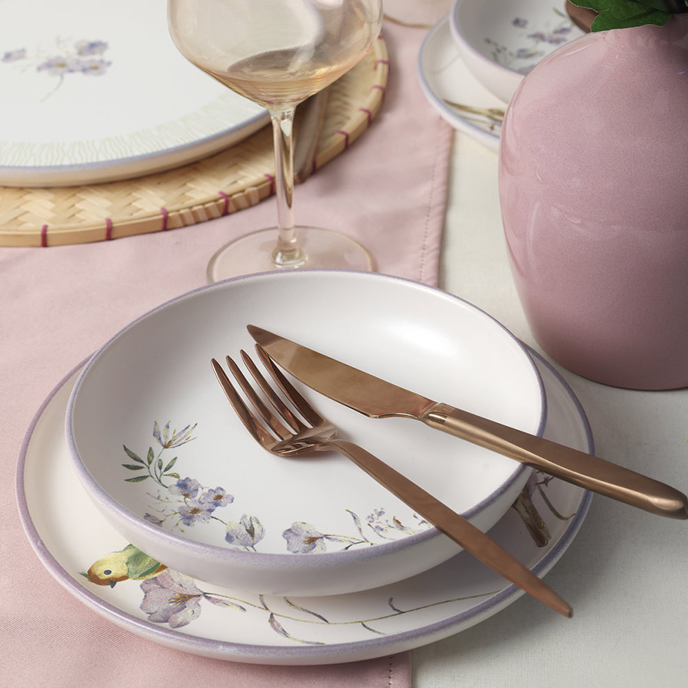 Purple Bloom Nordic Dinner Set 24 Pieces for 6 People