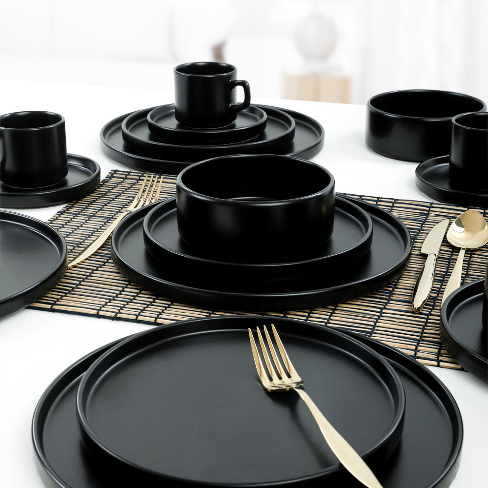 Matte Black Stackable Dining/Breakfast Set 20 Pieces for 4 People