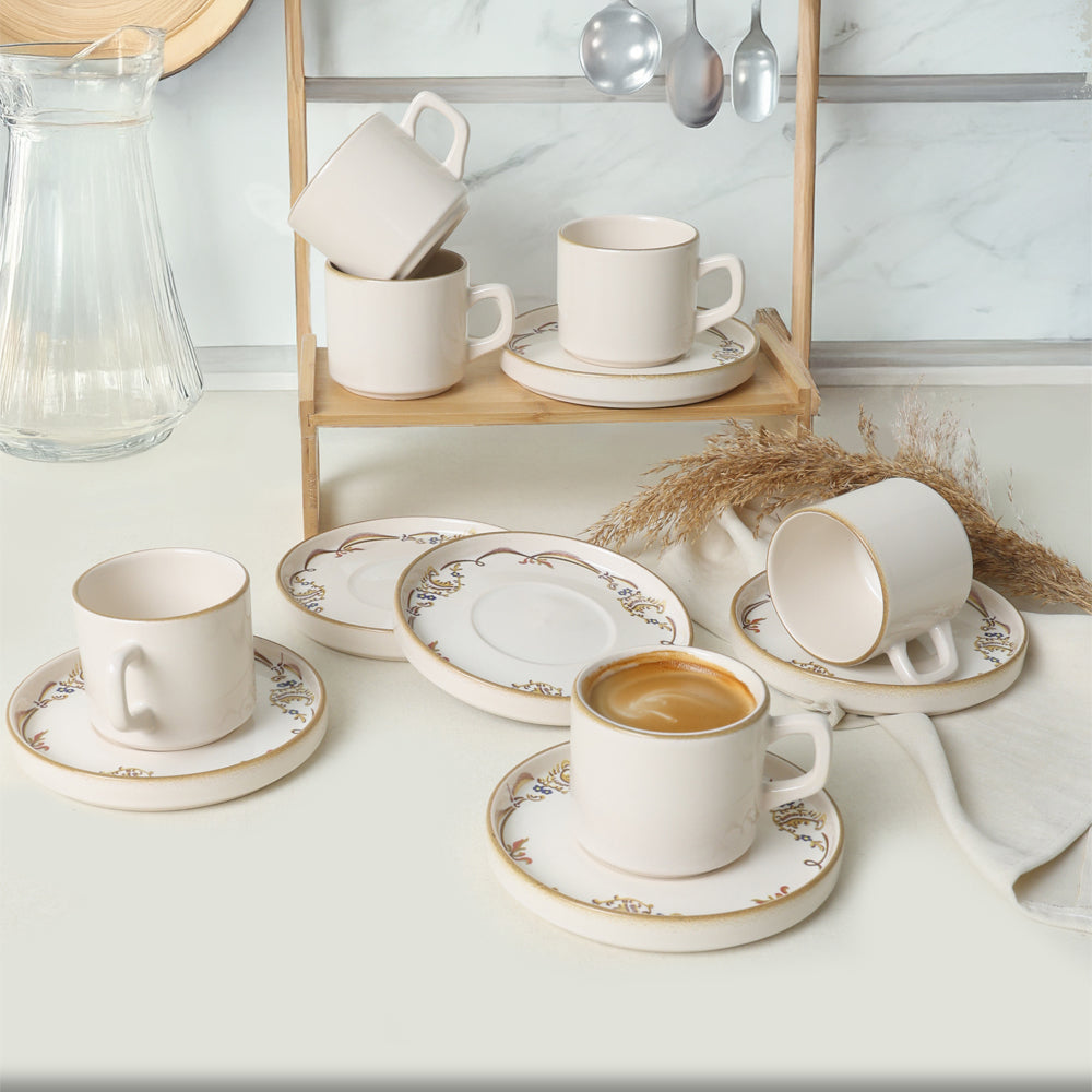 Bronze Bloom Stackable Tea Set 12 Pieces for 6 People