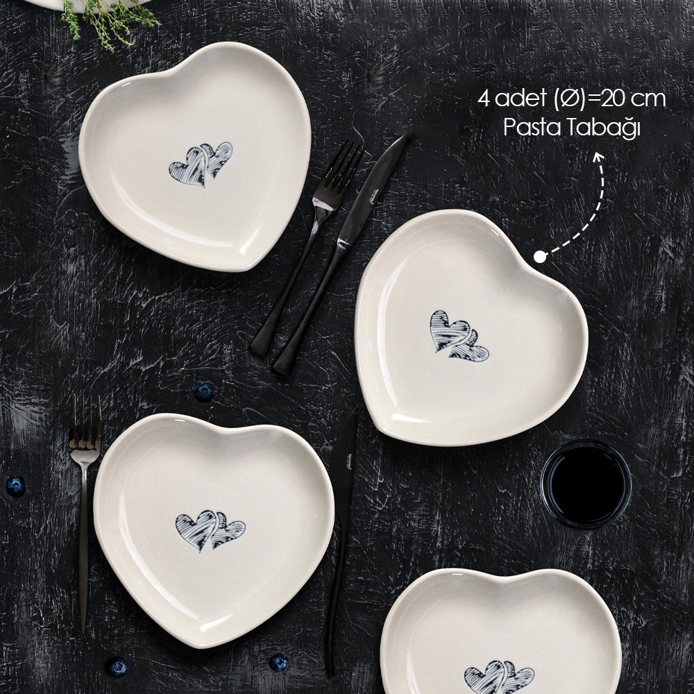 Amour Heart Cake Plate 4 Pieces 20 cm