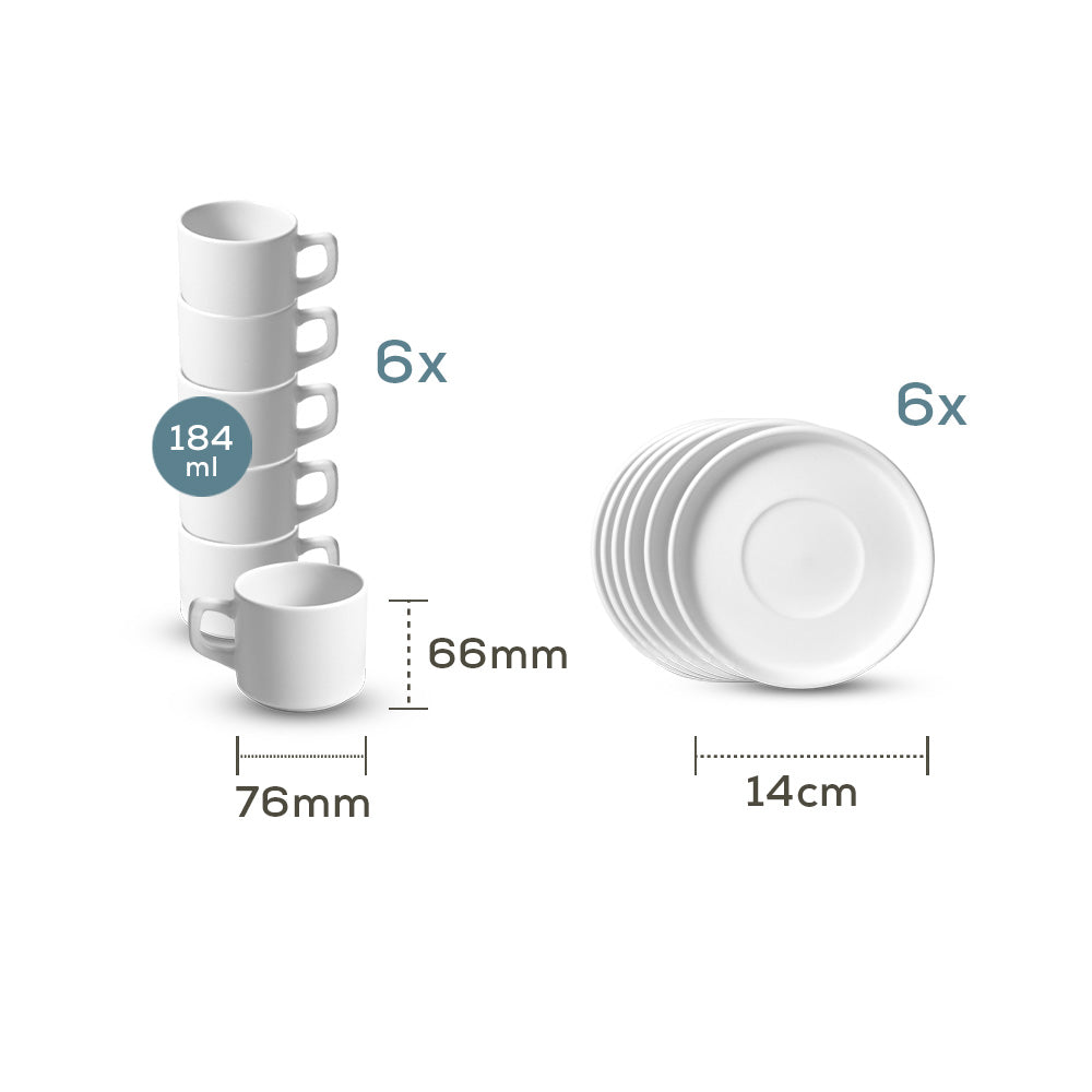 Stone Stackable Tea Set 12 Pieces for 6 People