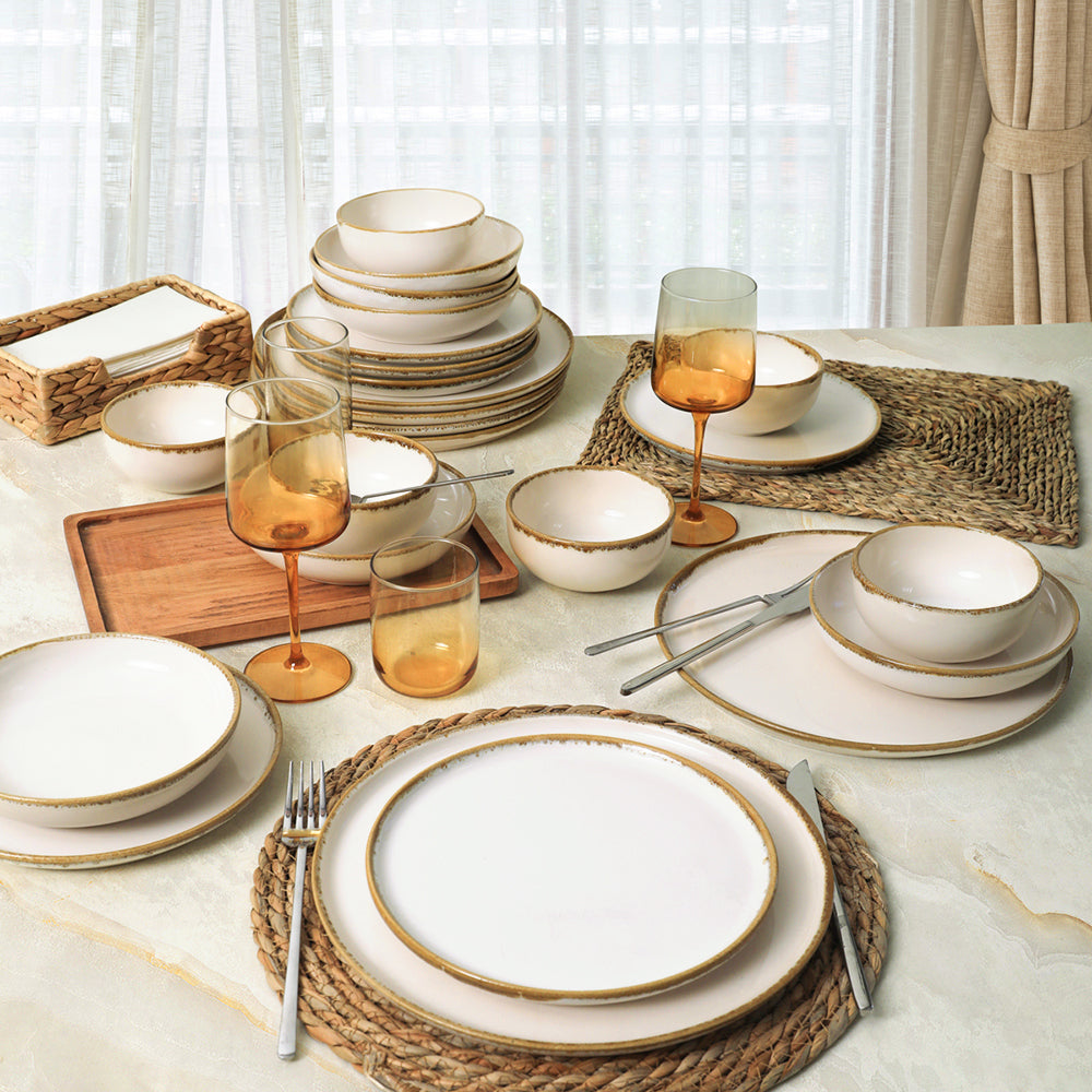 Straw Nordic Dinner Set 24 Pieces for 6 People