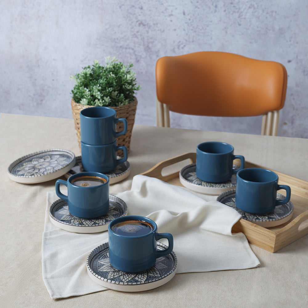Mosaic Marvels Stackable Tea Set 12 Pieces for 6 People