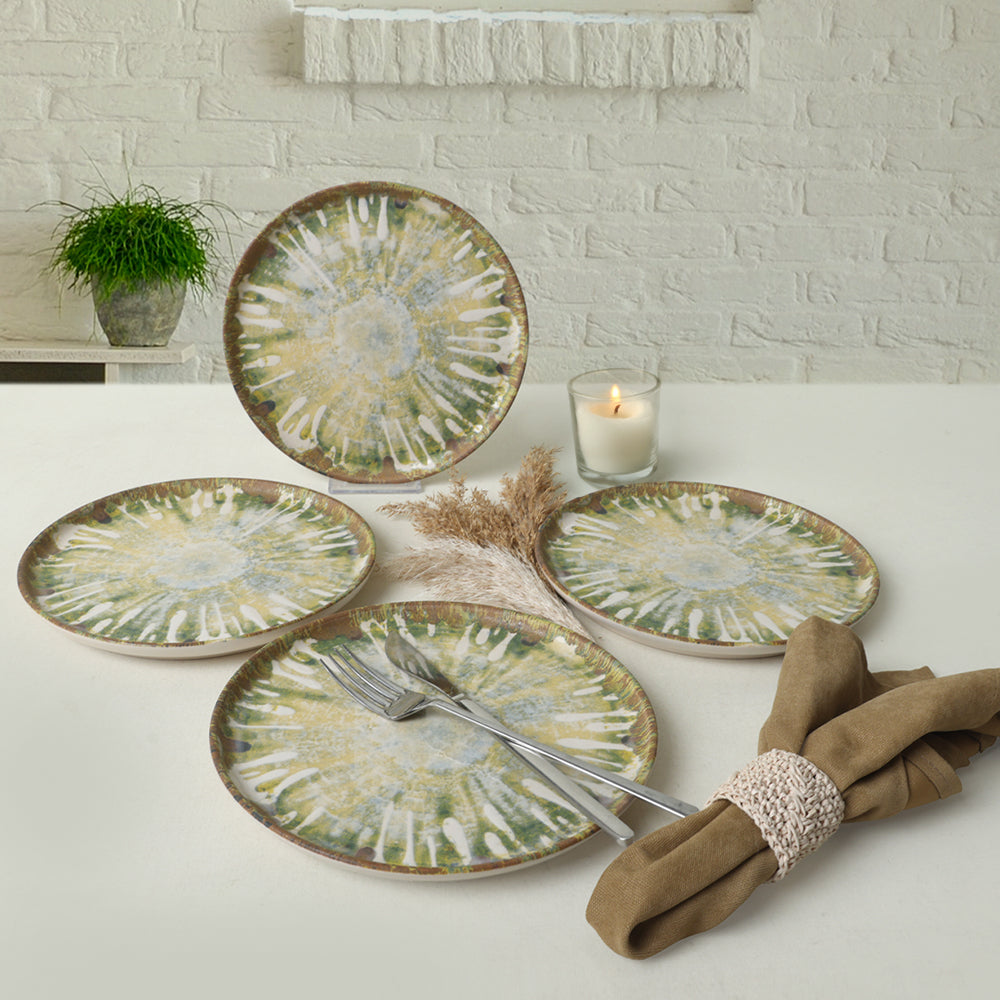 Green Ripple Nordic Cake Plate 22 Cm 4 Pieces