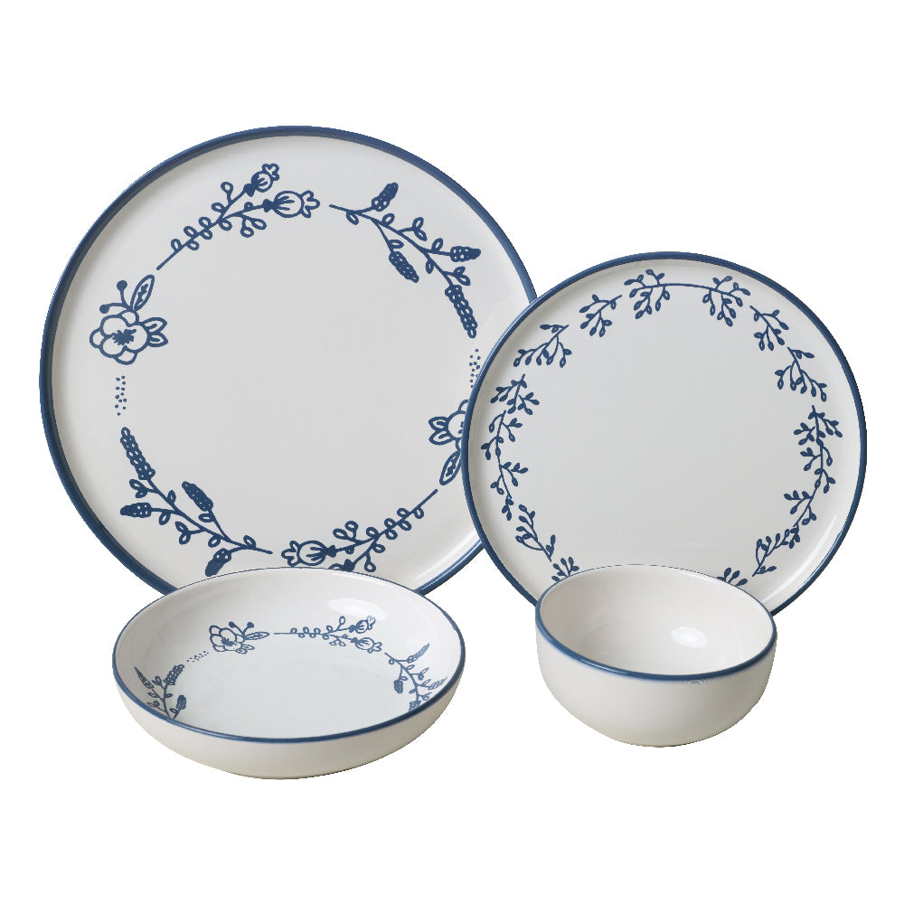 Blue Bloom Dinner Set 24 Pieces 6 Person