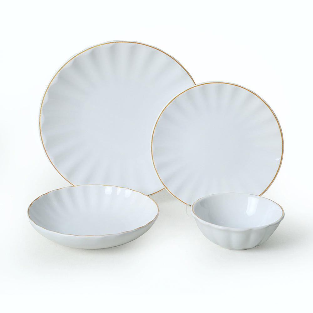 White Gold File Sirius Dinner Set 24 Pieces for 6 People