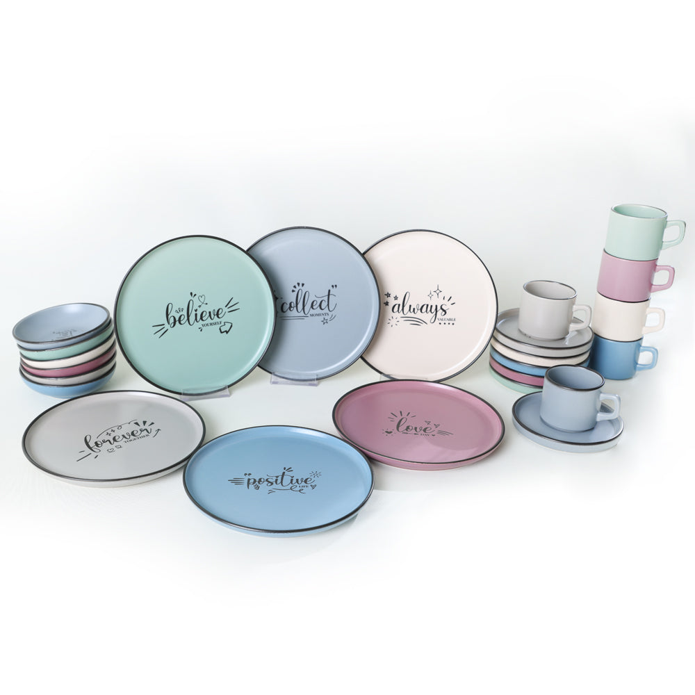 Rainbow Motto Breakfast Set 24 Pieces for 6 People