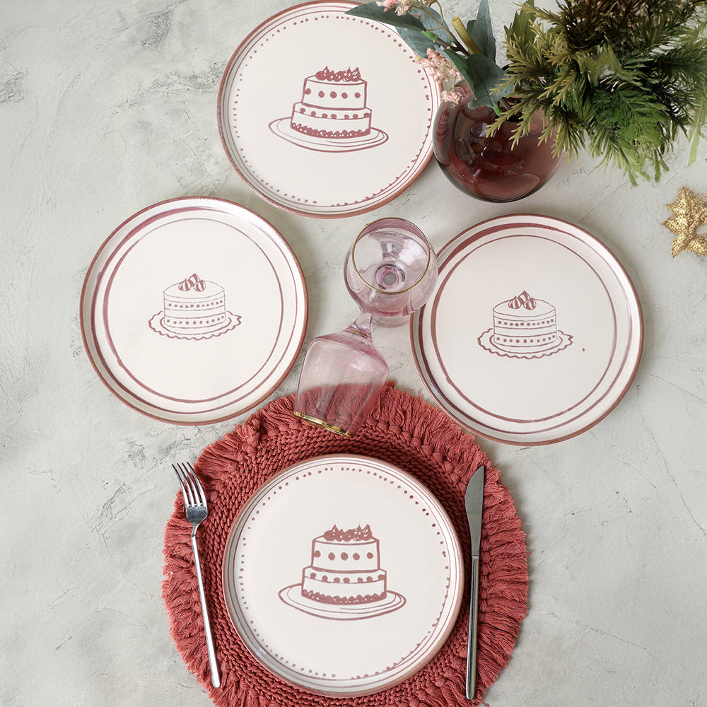 Pink Cake Nordic Cake Plate 22 Cm 4 Pieces