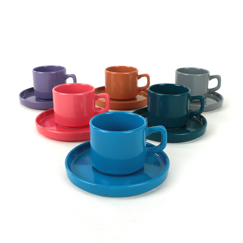 Mixed Stackable Teacup Set 12 Pieces for 6 People